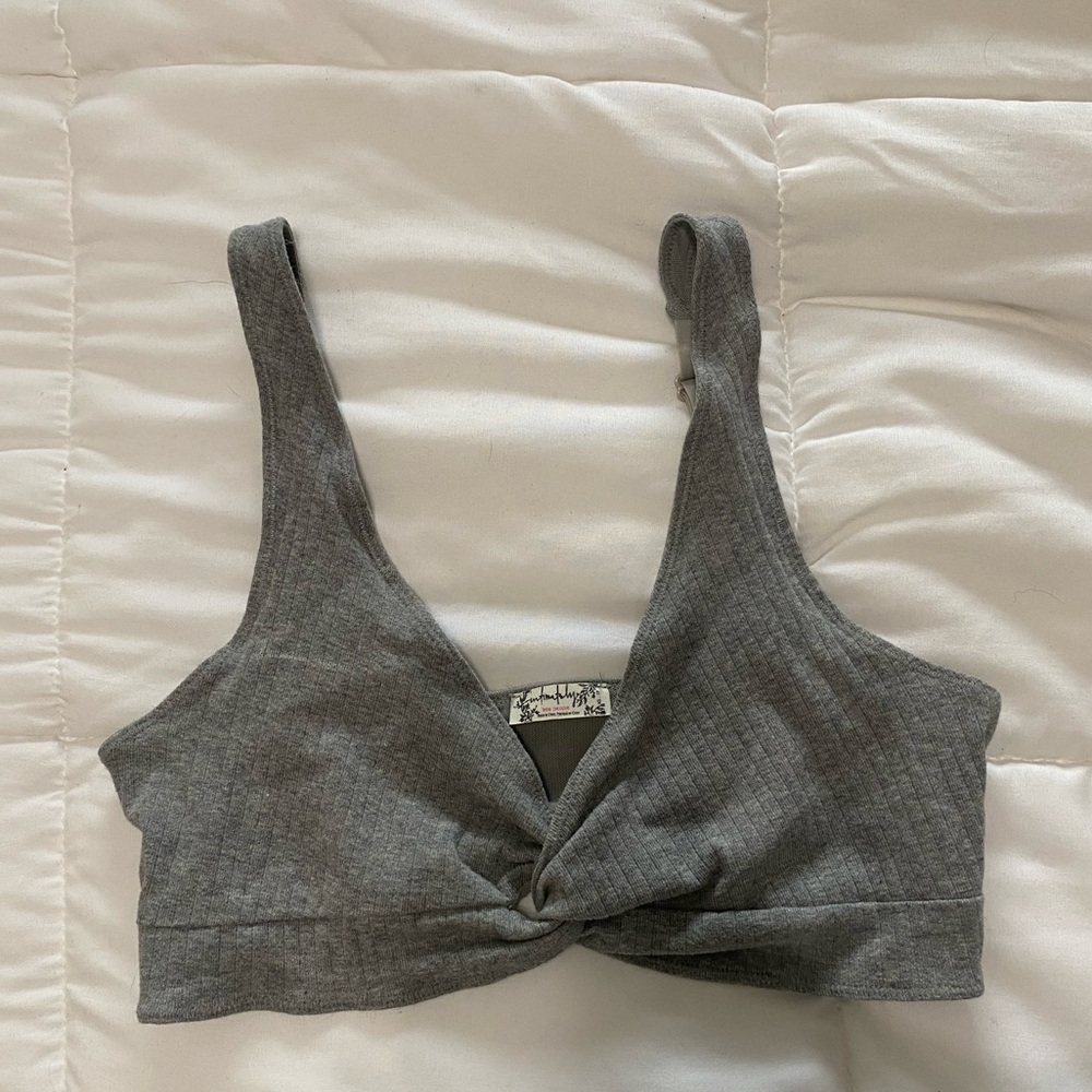 Free People Gray Twist Front Bralette